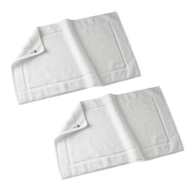 Oruta Bath Mat, Imabari Certified, Hotel Air, Set of 2, Made in Japan, Thick, Washable, Toweling Fabric, Water Absorbent, Quick Drying, 100% Cotton, Foot Wipe Mat (White)
