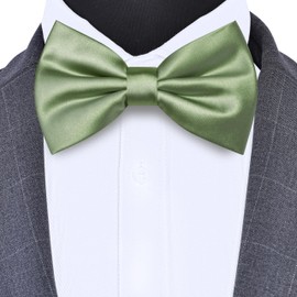 Branduce Sage Green Bow Tie for Men Pre-tied Adjustable Silk Blend Bowties for Wedding Party (BB05-26)