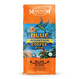 Magnum Exotics Coffee, Blue Mountain Blend - Medium-Light Roast, Whole Bean, Made from 100% Arabica Beans, Rich & Smooth Flavor, Fresh Roast - Blue Mountain Blend, 2 Lb Bag (32 oz)