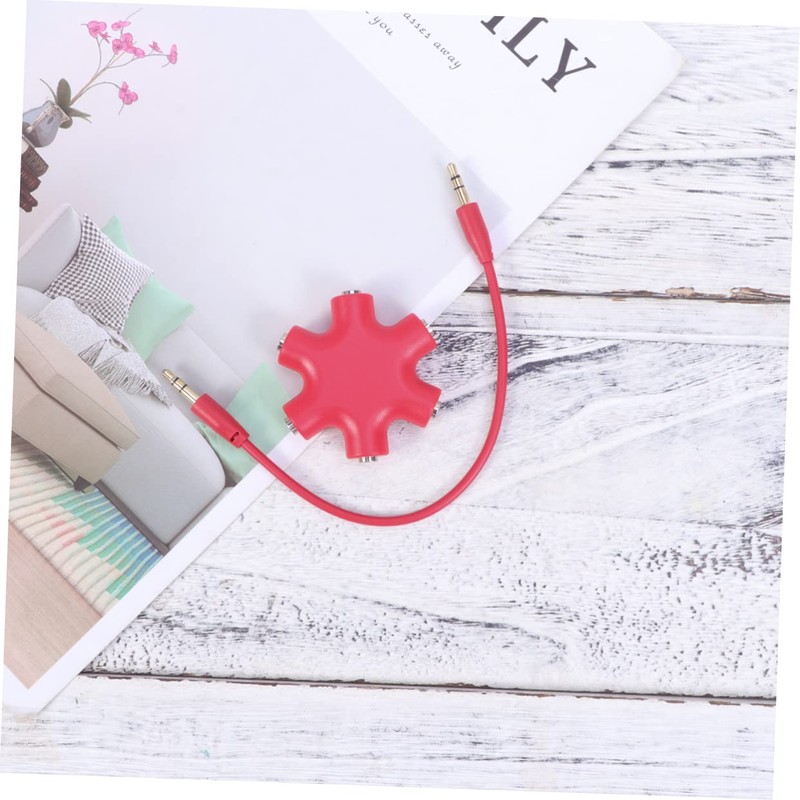 LABRIMP Hexangular Headphone Jack Splitter Way Adapter Port Female Audio