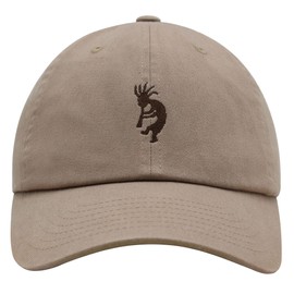JPAK Kokopelli Premium Dad Hat Embroidered Baseball Cap Indian Traditional Khaki