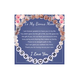 Bonus Mom Gifts Natural Stones Bracelets for Women Mother Daughter Bracelets Bonus Mom Bracelets Great Mother Gifts Mother's Day Gifts from Daughter