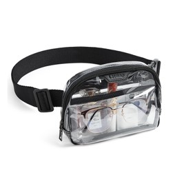LATMAP 2L Clear Fanny Pack Stadium Approved Clear Bag Crossbody Fanny Pack for Women Men Adjustable Clear Purse for Sports Events, Concerts Black2