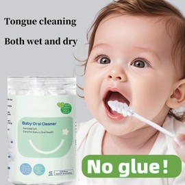 Hranio Baby Toothbrush 6 to 12 Months Infant Toothbrush Newborn Tongue Cleaner Oral Swabs Disposable Mouth Swabs Baby Kids Tongue Cleaner Newborn 42Pcs Oral Care Applicable for 0-36 Months Cotton