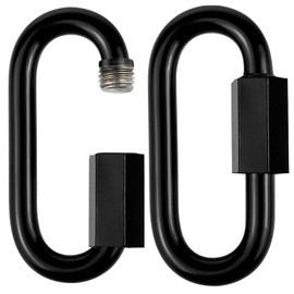 2 Pack Heavy-Duty Chain Hooks Quick Links - 304 Black Stainless Steel 1/2" Locking Carabiner Anti-Rust Chain Connector Quick Link for Towing,Swing,Shade Sail,Bird Toys,Capacity 2500lb