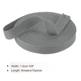 PATIKIL Cinta de Sarga de Algodón 15mm(5/8") 9m(10 Yardas) Cinta de Bies de Algodón Cinta de Adorno de Espiga para Coser Envolver Regalos DIY Lima Gris