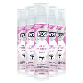 VO5 Heat Protection Hair Serum Made Smooth and Controls Frizz for Beautifully Smooth Hair and Illuminating Shine Up to 230C Heat Defence, Perfect for Coarse, Dry Hair, 50ml (Buy 5)