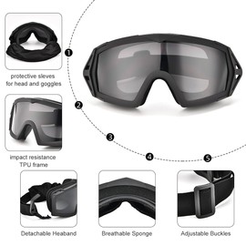 huxychao Tactical Airsoft Goggles with 3.5mm-Thick Anti-Fog Lens, Ballistic Safety Goggles for Shooting Hunting, Paintball (Black)