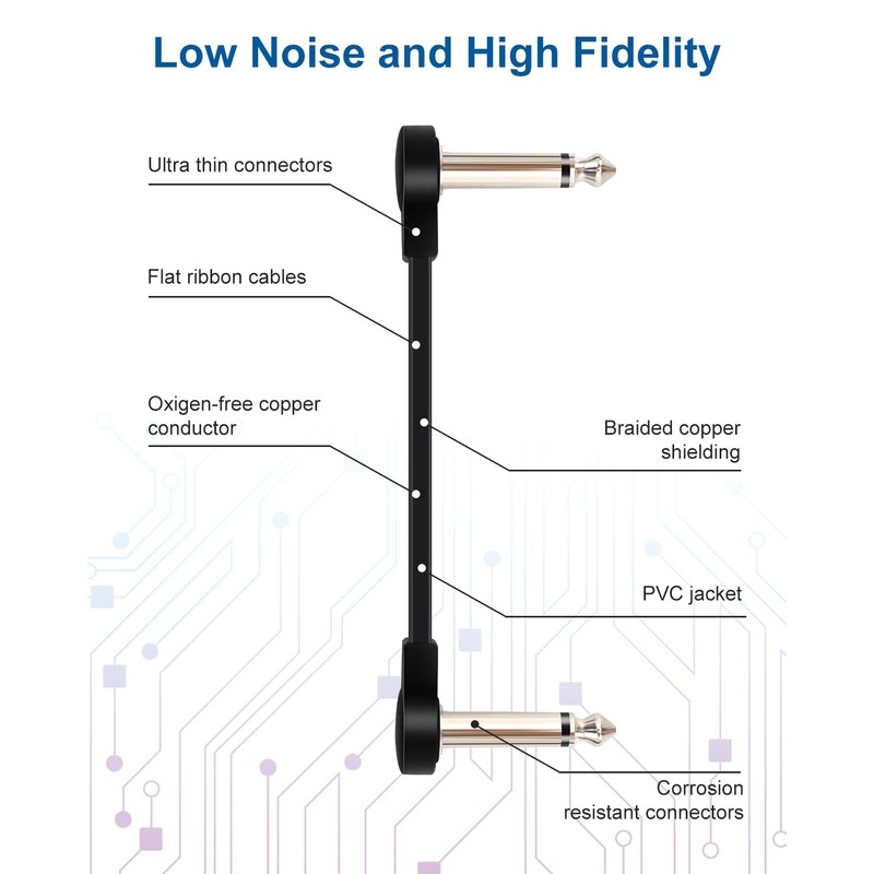 Aqdocvf 3-Pack Professional Guitar Patch Cables - 6 Inch 1/4
