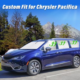 KMF Windshield Sun Shade Replacement for Chrysler Pacifica Accessories 2017-2025, Side Window Sun Shade Cover Sun Visor Shield Cover, Rear Window Sunshade for Camping UV Block and Privacy Protect