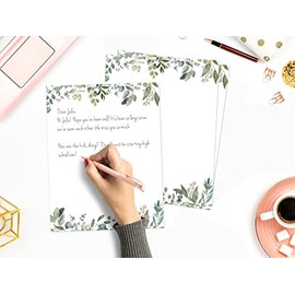 Papel de papelería con temática de hojas, papel membrete verde de 8.5 x 11 pulgadas, 50 hojas, papel de escritura elegante, bonito papel estacionario,