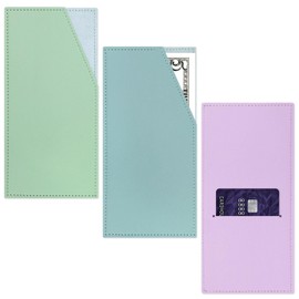 Sekenow 3 Pack Slim Cash Wallet, PU Leather Money and Card Holder, Stylish Reusable Money Envelope Organizer for Dollar Bill Receipt Budgeting Women Men, Purple+Light Green+Blue