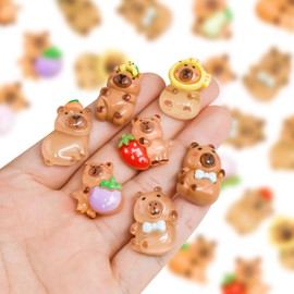 100 Pieces Tiny Fruit Capybara forDollhouse Miniatures Resin Animals for Crafts Mini Capybara for Fairy Garden Micro Landscaping Decoration