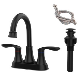 USA Local Stock 4 Inch Hot Cold Double Handle Deck Mounted Bathroom Washbasin Faucet Ceramic Disc Valve Core Durable AlloyColor: Dumb black bh-single tap, Surface Finishing: General