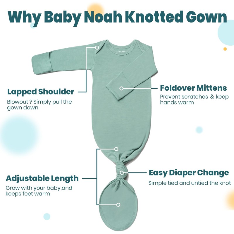 Newborn Baby Knotted Gown, Super Soft Silky Infant Long Sleeve