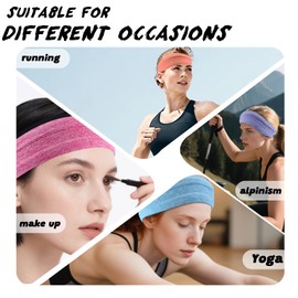6 Pack Sweat Bands Headbands for Women Men Workout, Women's Fashion Non Slip Headband Stretchy Elastic Moisture Wicking Sweatband for Sports Running Athletic Yoga Hiking (Black and Gray)