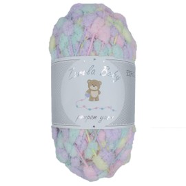 Zarela Baby Pom Pom Yarn Wool (13 Pink-Lilac-Green-Yellow)
