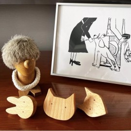 ZILucky Set of 4 Wooden Animal Drawer knobs Natural Wood Cabinet Knobs Cabinet Pulls