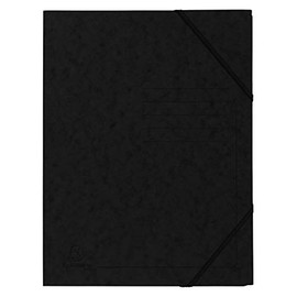 Exacompta 555411E, Pack of 5, Premium Corner Folder Made in Germany Made of Extra Strong Colorspan Cardboard DIN A4 with 2 Elastic Bands, Document Folder, Ideal for the Office and School, Black