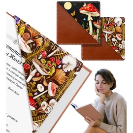 Kidcube 2 Pcs Leather Bookmark Corner Bookmarks for Women Girls Teens Cute Mushroom Book Marks Unique Pretty Aesthetic Kawaii Square Corner Page Markers Book Accessories for Reading Book Lovers