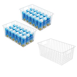 Nprohuge Wire Storage Baskets, Upright Freezer Organizer Bins - 3 Pack Freezer Baskets, Pantry Baskets For Kitchen Cabinets, Pantry, Closets, Bathroom, Office, White