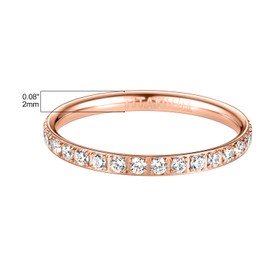 hengkaixuan Titanium Eternity Ring Engagement Band Rose Gold 2mm Women Full Cubic Zirconia Anniversary Wedding Ring Wedding Band Stackable Ring Memoir Ring for Women Men Girls Size 6