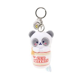Anirollz x Nissin Cup Noodles Blushing Pandaroll Plush Charm – Mini Panda Plush Keychain, Ramen-Inspired Accessory
