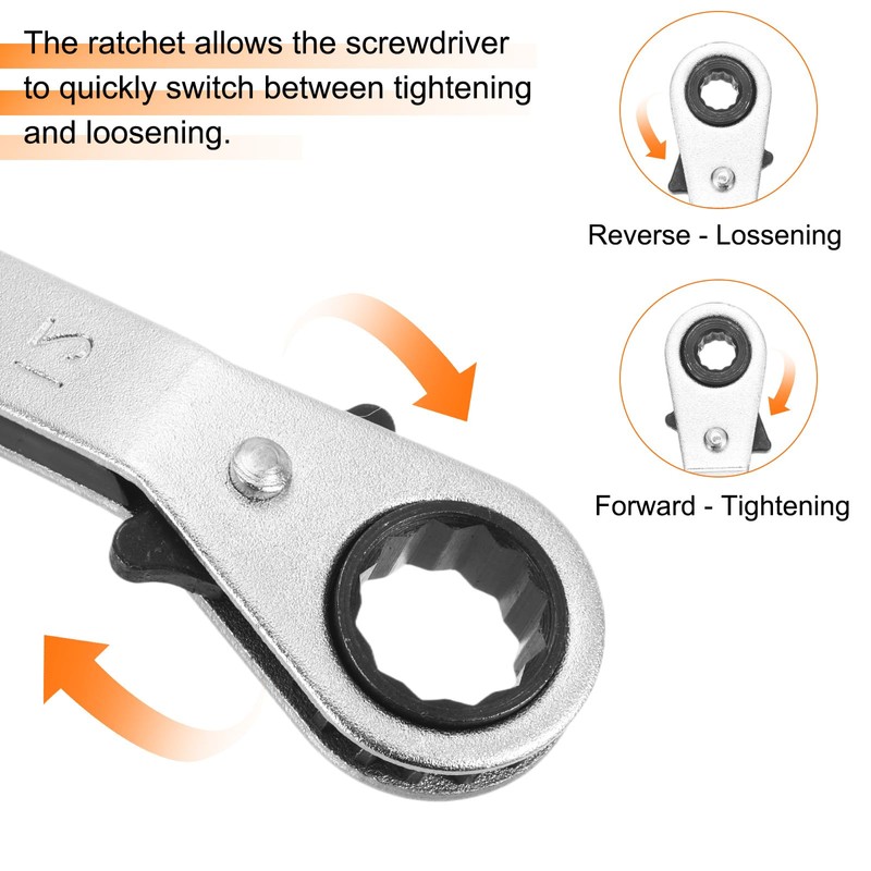 sourcing map Double Box End Reversible Ratcheting Wrench 10mm x