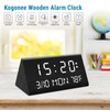 Kogonee Wooden Digital Alarm Clock, 0-100% Dimmer, 2 Alarm Settings,
