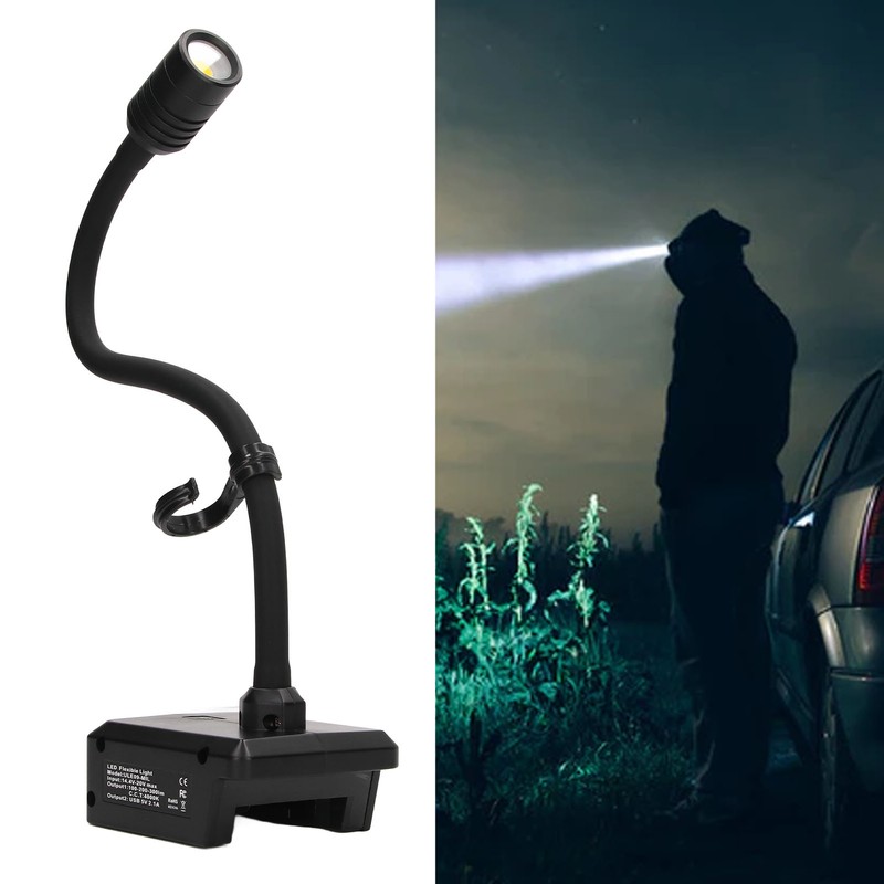 Gooseneck Work Light LED Cordless Lamp Rechargeable 2 USB Ports