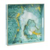 MAONAME Turquoise Square Decorative Tray for Coffee Table, Marbling Serving