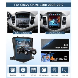 2G+64G Android Car Radio for Chevy Cruze J300 2008-2012, Podofo 9.7”Vertical HD IPS Touch Screen Bluetooth Car Stereo with GPS WiFi FM RCA USB+Backup Camera+Mic SWC Mirror Link Hifi/16 EQ