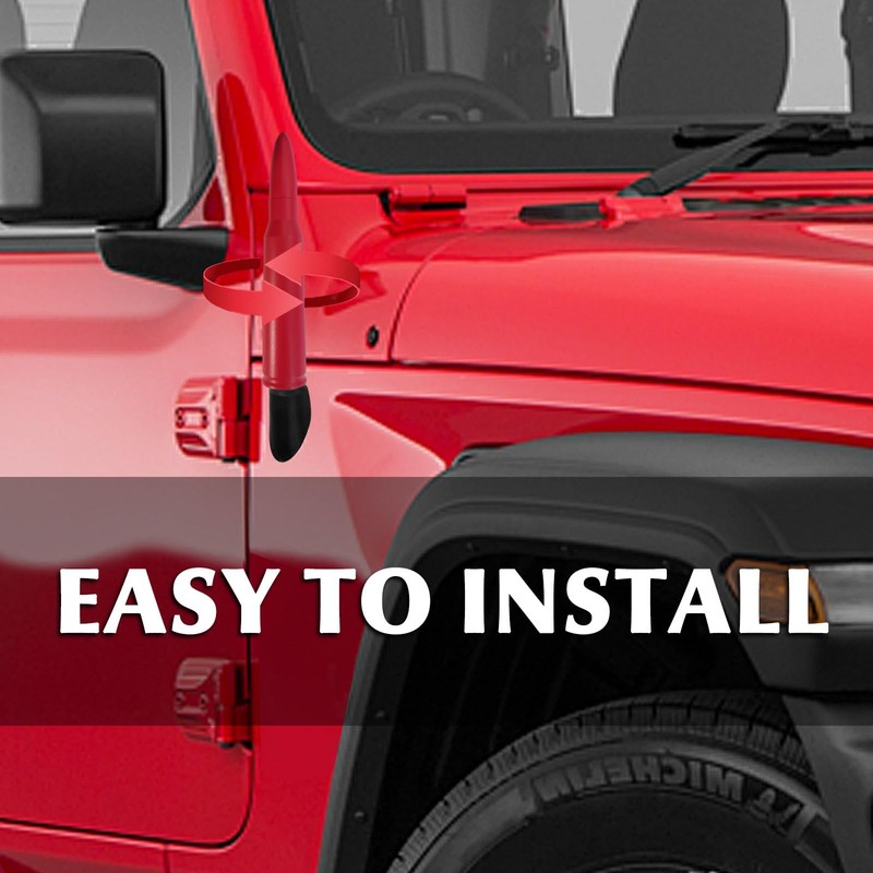 50 Cal Bullet Antenna Red Bullet Antenna Truck Car Antenna