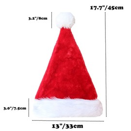 ALIMITOPIA 2pcs Christmas Santa Hat,Double Layer Luxury Plush Christmas Santa Claus Cap Xmas Hat for Adults