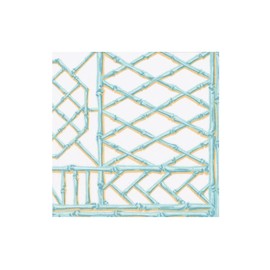 Caspari Bamboo Screen Robin's Egg Paper Linen Boxed Cocktail Napkins - 30 Per Package
