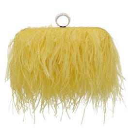 Miuco Women Feather Clutch Purse Shoulder Crossbody Bag Evening Handbags Yellow