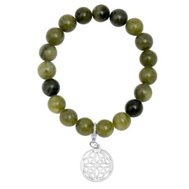 JC Walsh and Sons Connemara Marble Beads Green Bracelet Irish Charms Women Gift Birthday Present (Celtic Knotwork), Medium