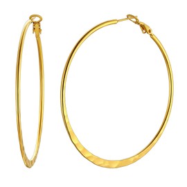 Richsteel Hoop Earrings for Women Gold Stainless Steel Clip On Hoops Large Earring 60mm