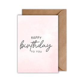 Minimalist Birthday Card - Happy Birthday to You - Elegant, Simple Design in Pink - Includes Envelope - High-Quality Folding Birthday Card for Men, Women, Girlfriends & Friends