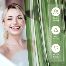 AmazerBath 72x78 Long Shower Curtain Liner, Clear Green Plastic Shower Curtain Liner, Waterproof PEVA Shower Liner, Cute Lightweight Shower Curtains for Bathroom with 3 Magnets & Rustproof Grommets