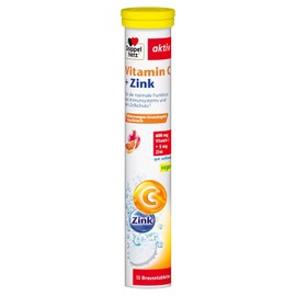Doppelherz Vitamin C + Zinc with Blood Orange Pomegranate Flavour | For the normal functioning of the immune system and cell protection, good dissolving, 15 effervescent tablets