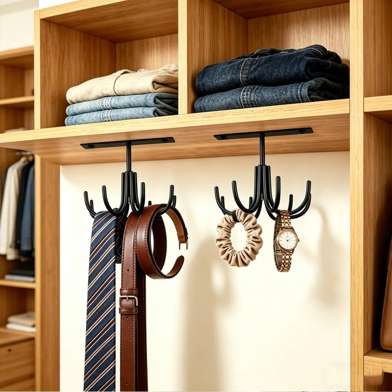 EigPluy Metal Under Cabinet Kitchen Utensil Hooks,360° Rotating Kitchen Utensil
