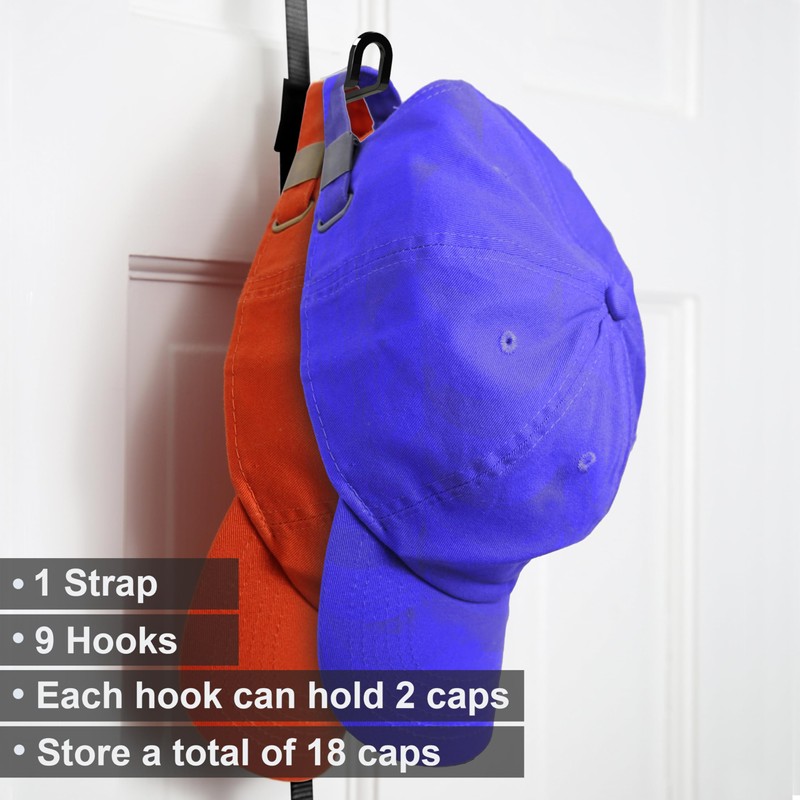 Perfect Curve Cap Rack | Over-The-Door Hat Organizer | Nine