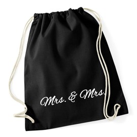 Huuraa Gym Bag Mrs. & Mrs Lettering Gift 12 Litres Cotton Mrs. & Mrs Gift Idea, black, Unit size