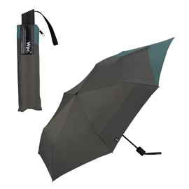 Wpc. UX004-932-002 Folding Umbrella, Back Protection FOLDING Gray x Blue Green, Rain Umbrella, Rain Umbrella, 21.7 inches (55 cm), Large, Men's, Backpack, Long Backpack, Work or School, Stylish,
