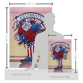 Breeze Decor American Boots Kit Patriotic Fourth of July Independence Day Fireworks BBQ United State Decoration Banner Small Yard Gift Double-Sided, House & Garden Flags Set w/Flagpole, Made in USA
