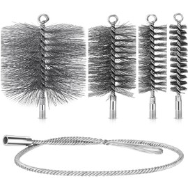 Nuenen Fireplace Cleaning Set, Stove Pipe Brush Made of Steel Wire + 1 m Flexible Push Rod, Boiler Brush, Chimney Brush, Brush for Fireplace Cleaning - Fireplace Brush of 30 mm, 50 mm, 80 mm, 150 mm
