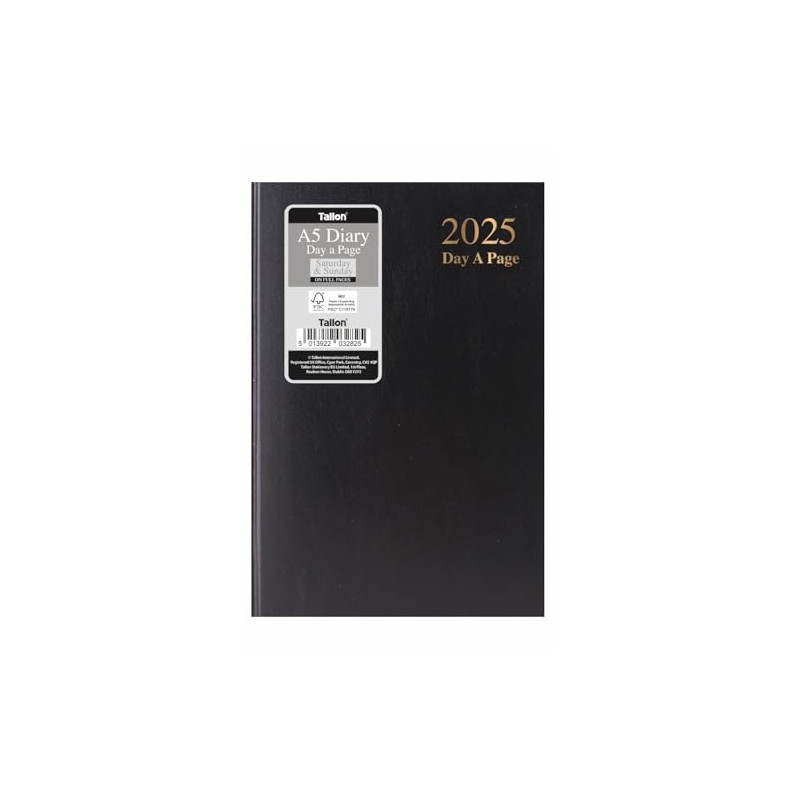 2025 A5 Page a Day Hardback Diary with Full Page