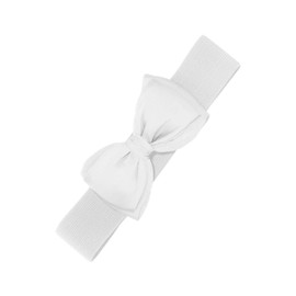 Banned 1950's Elasticated Bow Rockabilly Belt - White (Medium - UK 10-16)