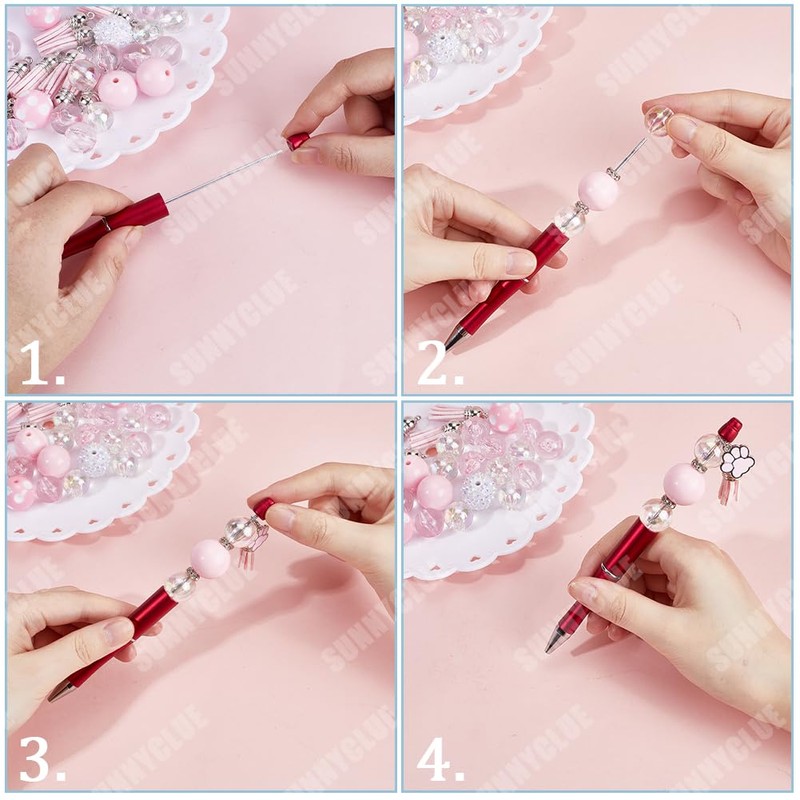SUNNYCLUE DIY 12 Sets Valentines Day Pen Making Kit Beadable